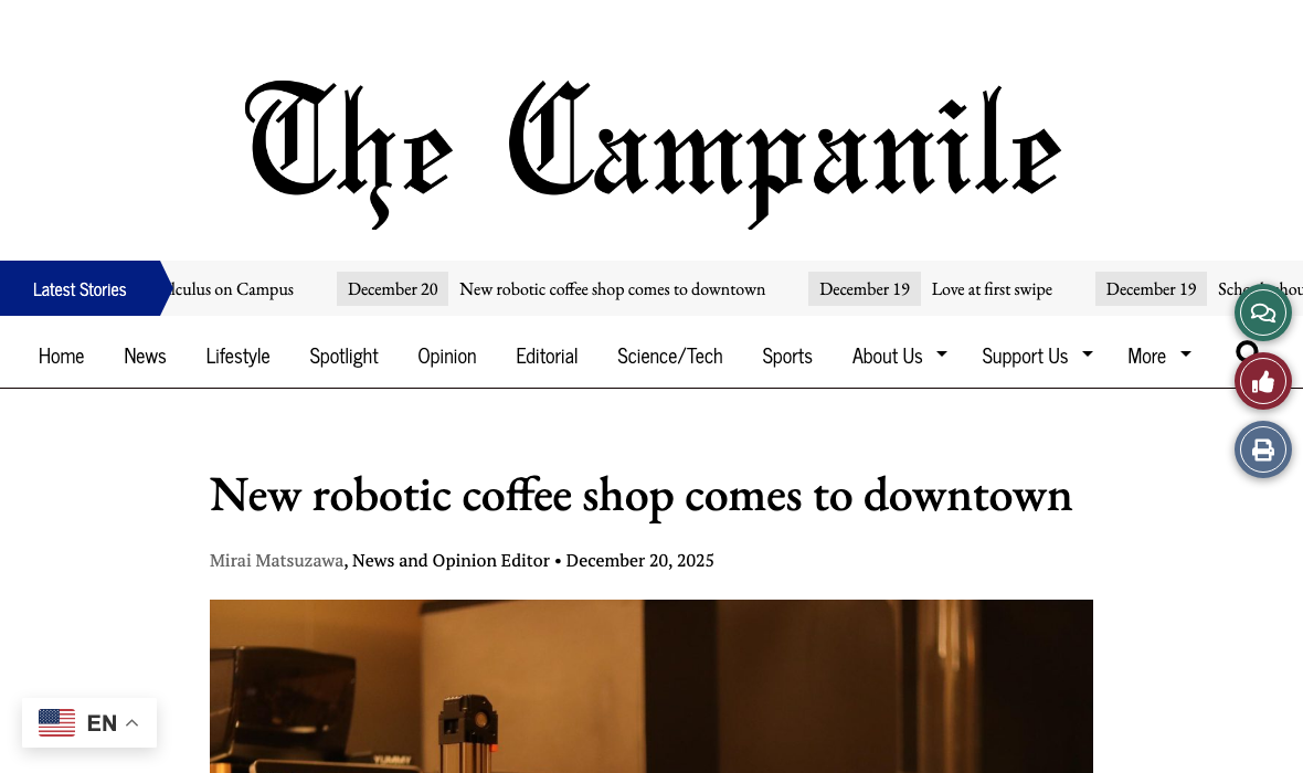 The Campanile, December 2025 clipping