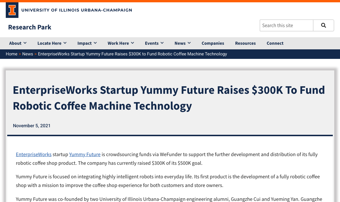 U of I Research Park, November 2021 clipping
