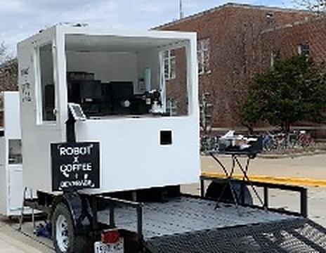 The Robot × Coffee trailer parked on the UIUC campus, 2018